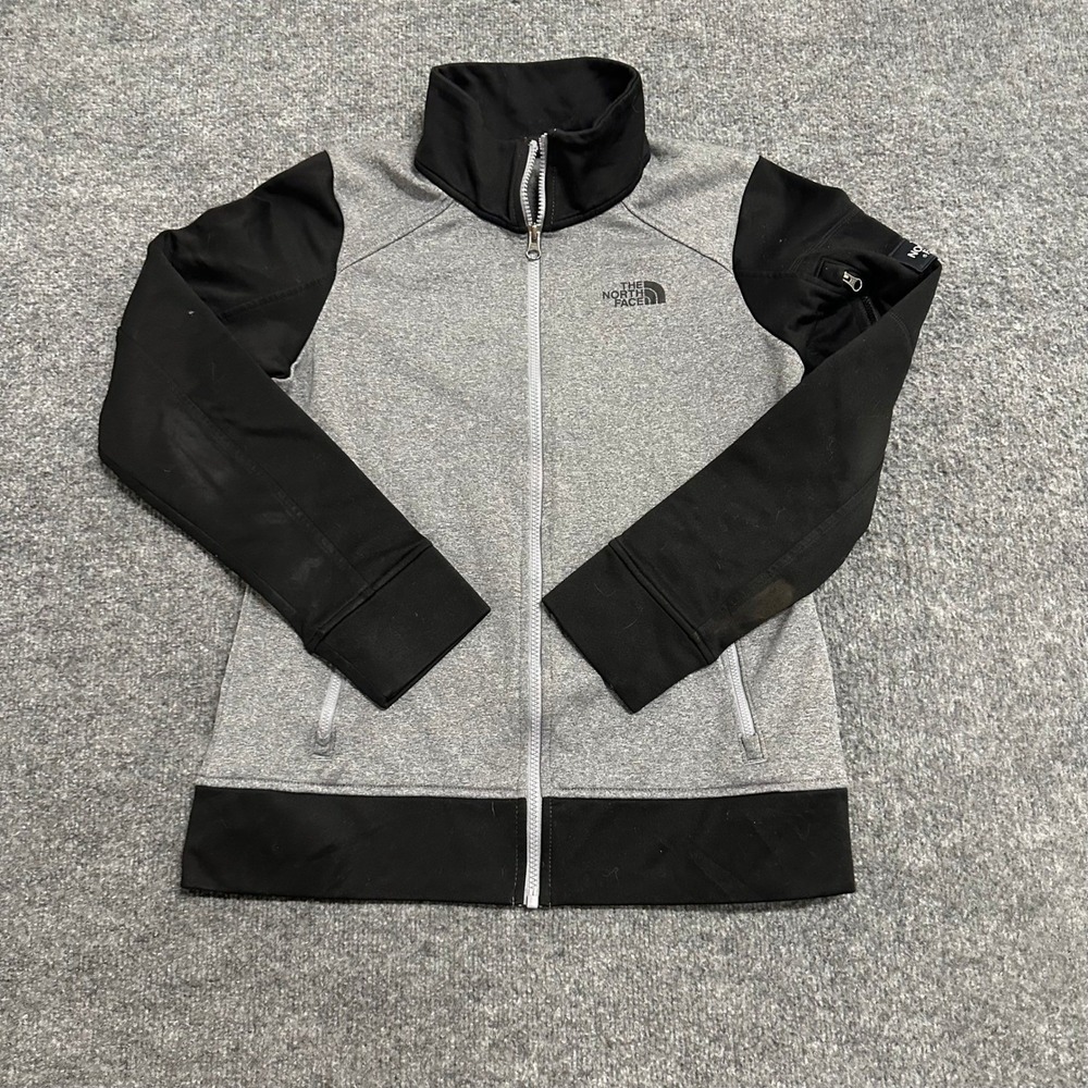 The North Face Jacket Womens Size M Gray Black Full Zip Activewear Stained Good